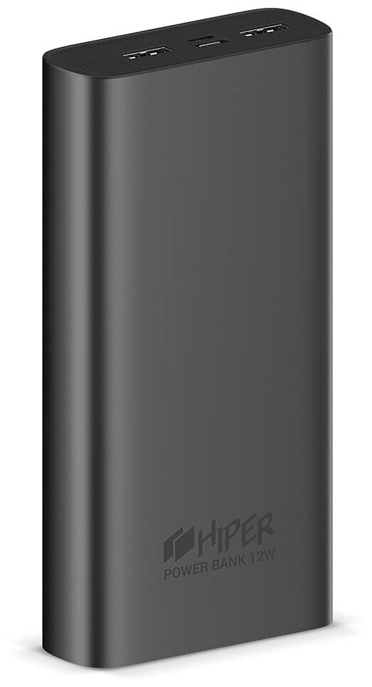 Внешний аккумулятор 20000 mAh, 2xUSB+Type-C, HIPER, сер, METAL 20K