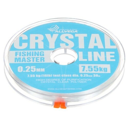 ALLVEGA Леска монофильная ALLVEGA Fishing Master CRYSTAL 30м 0,25мм, 7,55кг,