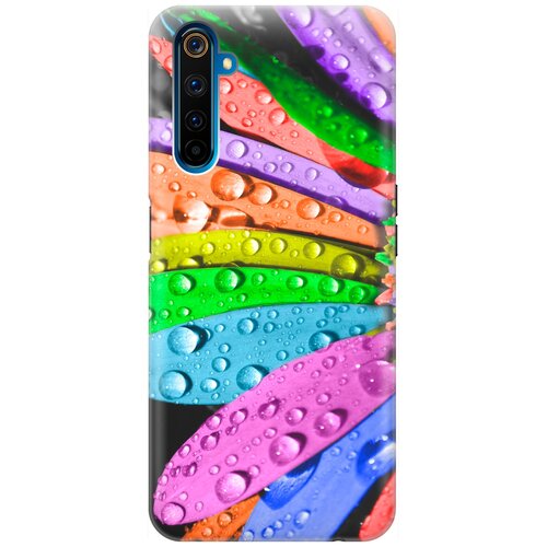 фото Ультратонкий силиконовый чехол-накладка для realme 6 pro с принтом "разноцветные листья в каплях" gosso
