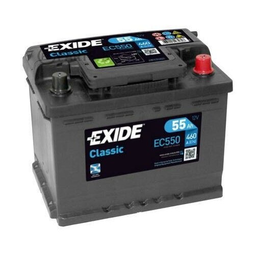 Акб classic 55ah 460a 242x175x190 (-+), exide, ec550