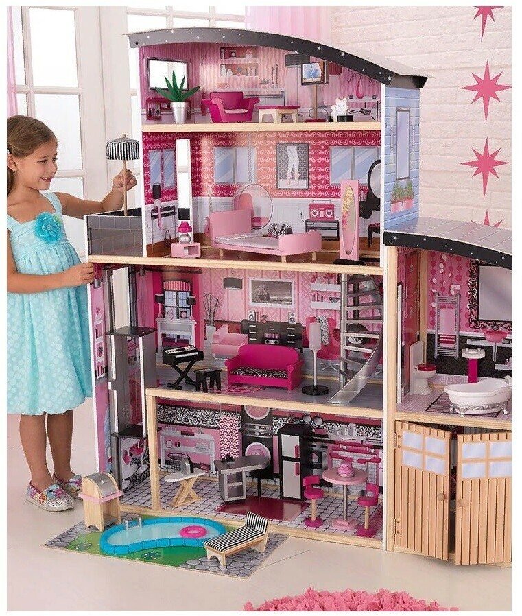 Большой кукольный дом KidKraft для Barbie (Барби) Сияниес мебелью - фото №18