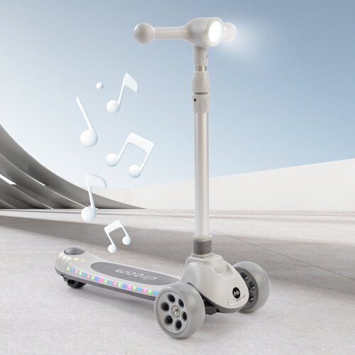 50031, Самокат детский Happy Baby Dream трехколесный со световой подсветкой и музыкой серый