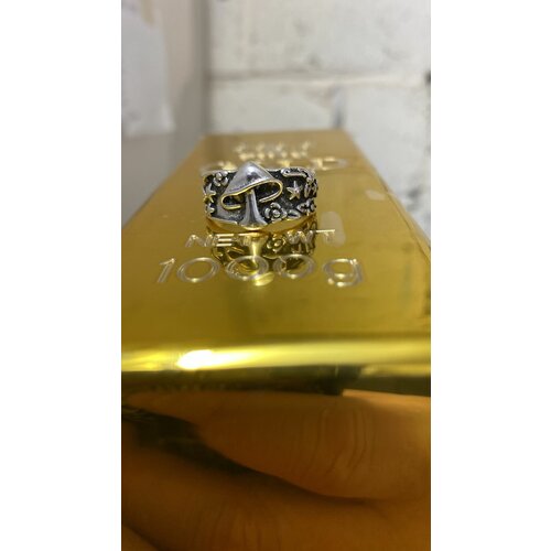 фото Кольцо винтажное гриб, регулируемое по размеру филькина грамота