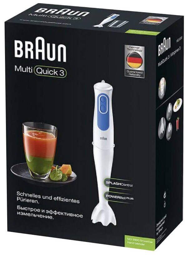 Блендер BRAUN MQ3000 SMOOTHIE +, погружной, белый - фото №3