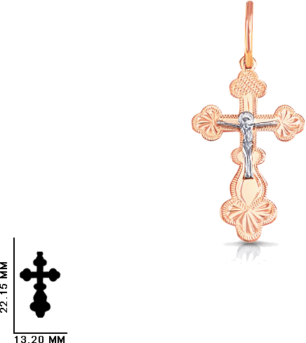Крестик Goldika крест из золота 54060501, комбинированное золото, 585 проба