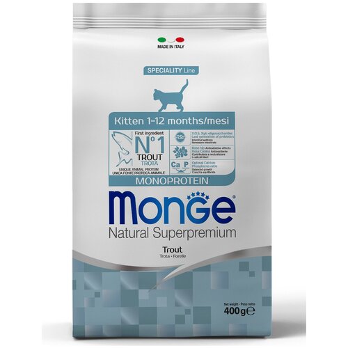 Корм Monge Monoprotein Kitten Trout для котят, с форелью, 400 г
