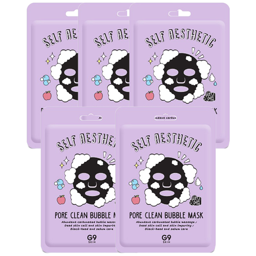 фото G9skin пузырьковая маска для очищения пор self aesthetic pore clean bubble mask 5 шт.