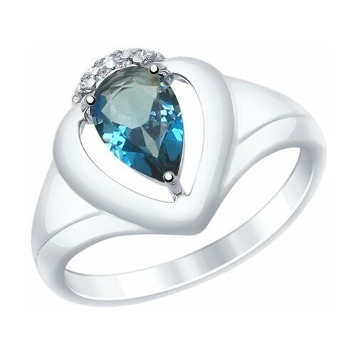 Кольцо Diamant online, серебро, 925 проба, фианит, топаз, размер 16.5 кольцо 1405936466 из серебра 925 пробы с топазом лондон и фианитом 17