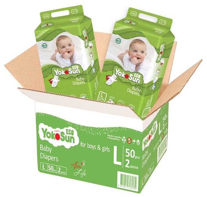 фото YokoSun подгузники Eco L (9-13 кг)