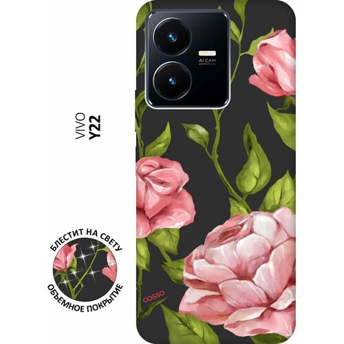 Матовый Soft Touch силиконовый чехол на Vivo Y22, Виво У22 с 3D принтом Amazing Roses черный матовый soft touch силиконовый чехол на vivo y22 виво у22 с 3d принтом cheetah черный