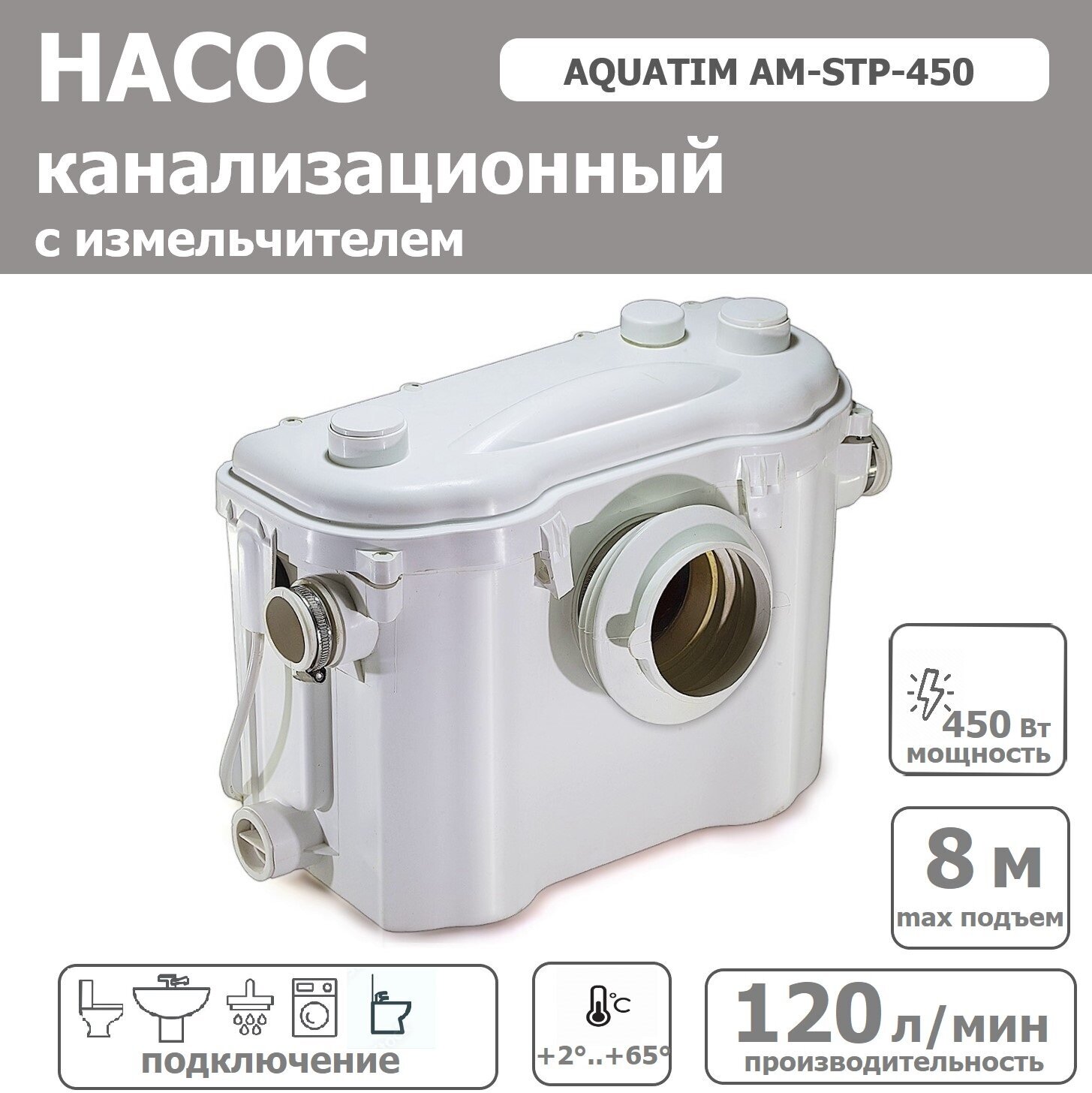 Насосы Канализационные Канализационный насос с измельчителем AM-STP-450 AQUATIM