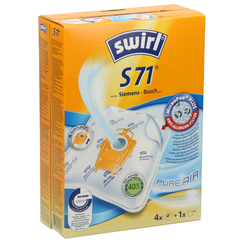 Swirl Пылесборники S71, белый, 4 шт. фильтр для пылесоса bosch simens hbs 09