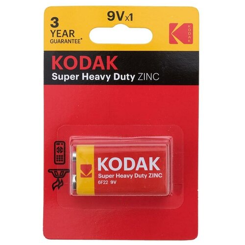 Батарейки Kodak 6F22 Super Heavy Duty K9VHZ-1B BL1 (10шт) батарейка kodak 6f22 1bl heavy duty k9vhz 1b 10 50 5200
