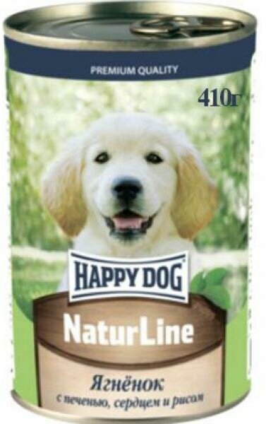 Happy Dog Консервы для щенков Ягненок с печенью, сердцем и рисом, 410г 0.41 кг