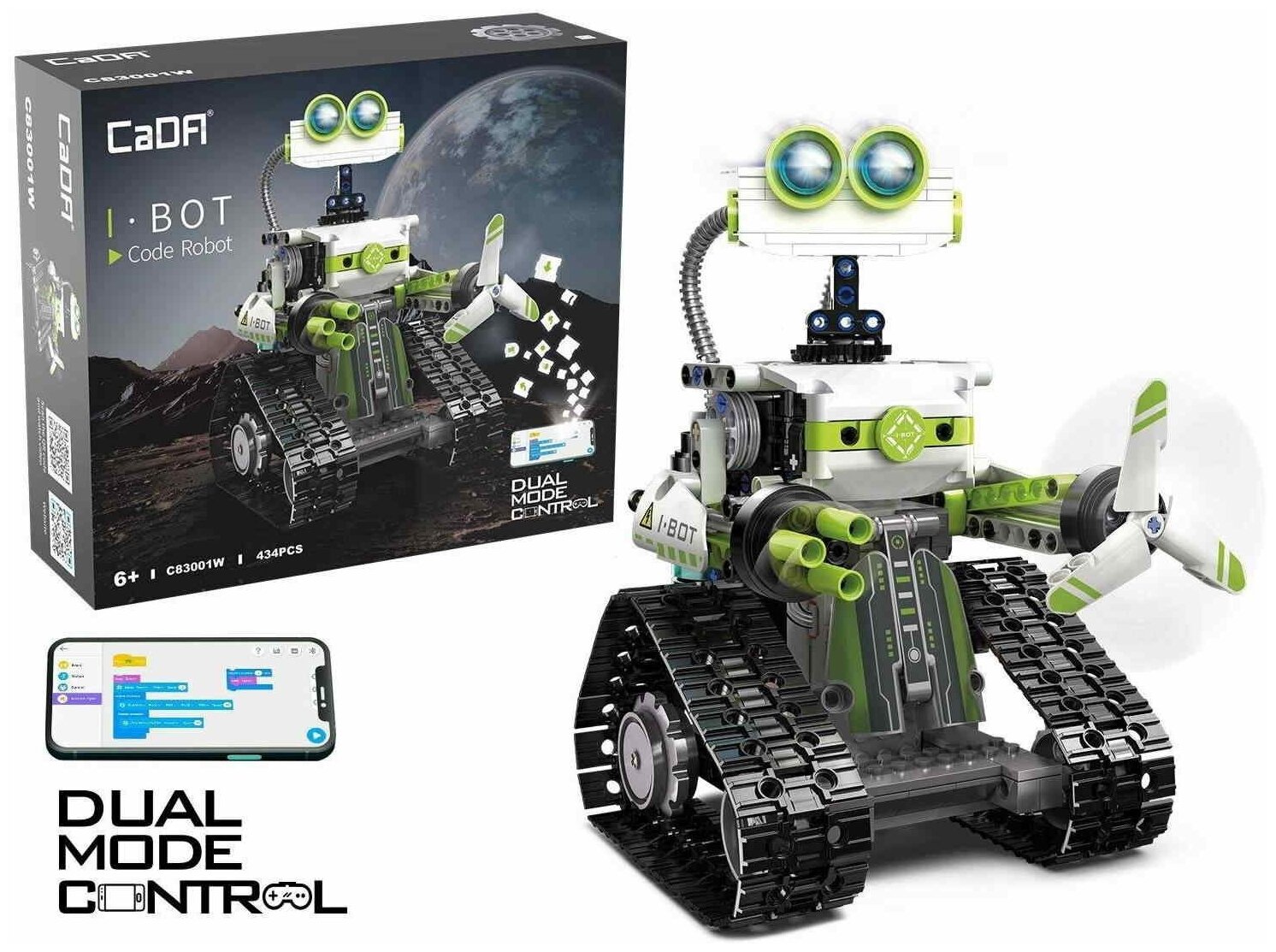 Радиоуправляемый конструктор CADA робот I.BOT, программируемый (434 детали), C83001W