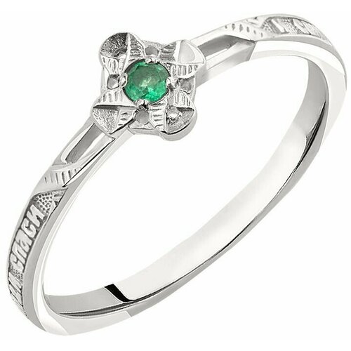 фото Кольцо corde кольцо православное с натуральным камнем к43-009и серебро, 925 проба, родирование, изумруд, размер 19.5, зеленый