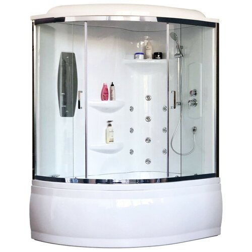 Душевая кабина, Royal Bath RB 170ALP-T-CH R, прозрачное стекло, высокий поддон, 170х100 см, белый душевая штора royal bath rb 170alp t ch хром 6мм прозрачное