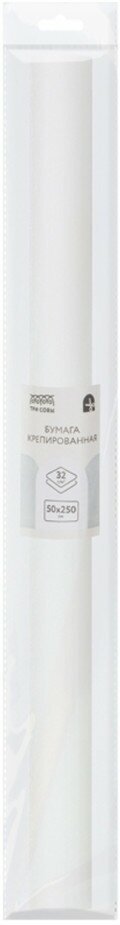 Бумага крепированная ТРИ совы, 50*250см, 32г/м2, белая, в рулоне, пакет с европодвесом 334829