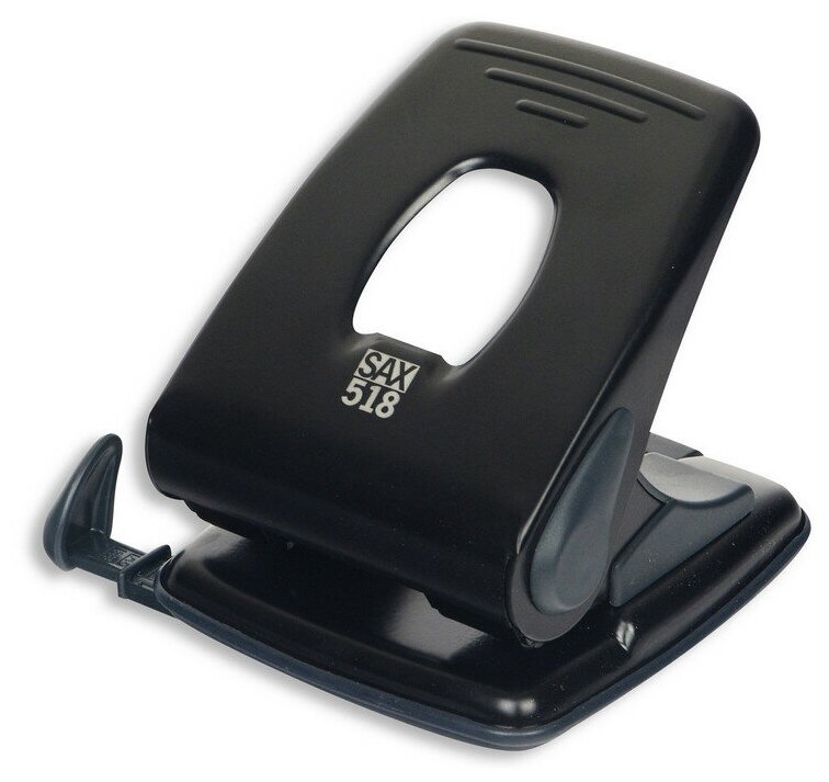 фото Дырокол SAX 518 до 40л, металлический, с линейкой (черный)