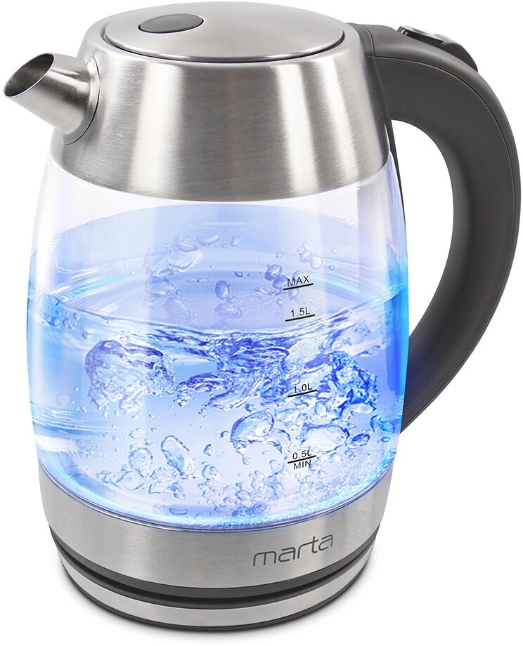 MARTA MT-4562 серый жемчуг чайник стеклянный