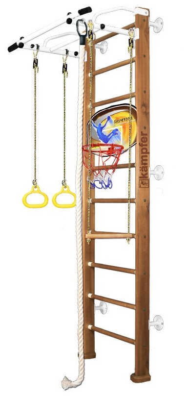 Kampfer "Helena Wall Basketball Shield" спортивно-игровой комплекс 2,4 м. (стандарт) Орех/Белый турник
