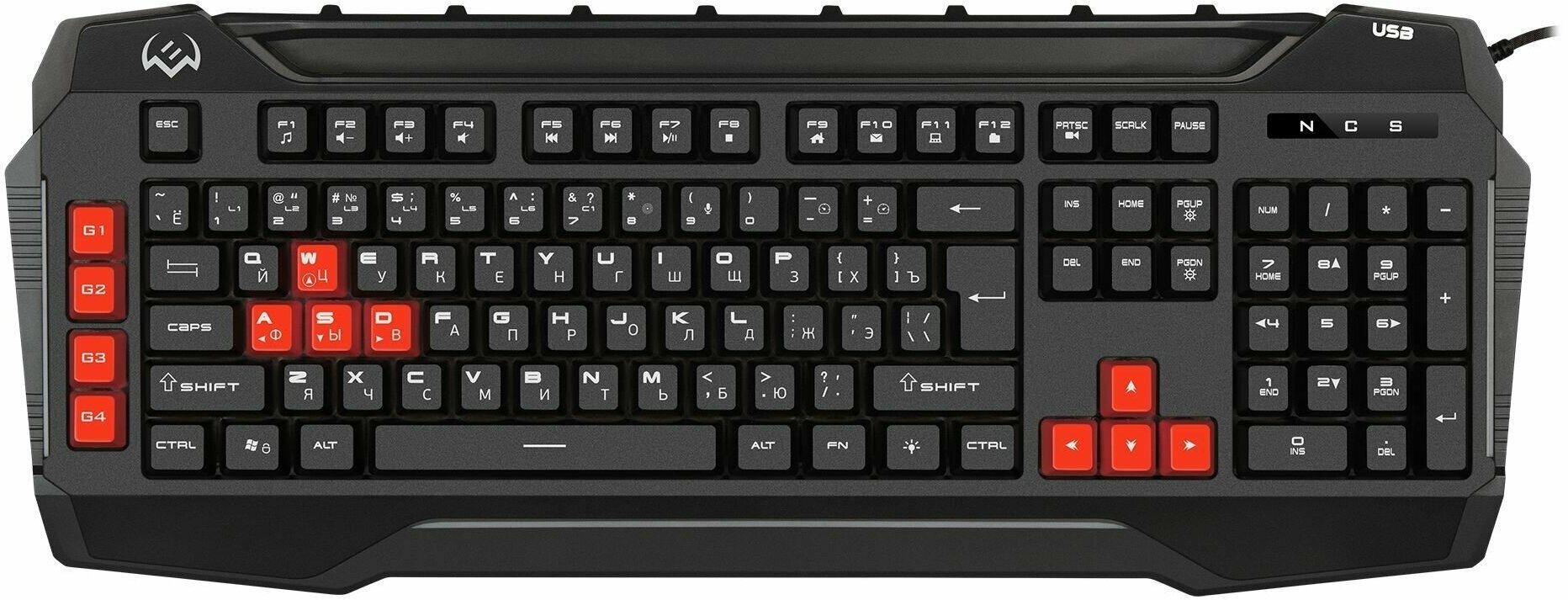 Клавиатура игровая мембранная SVEN KB-G8800/ 109 клавиш / макросы / звуковая индикация / USB-порт