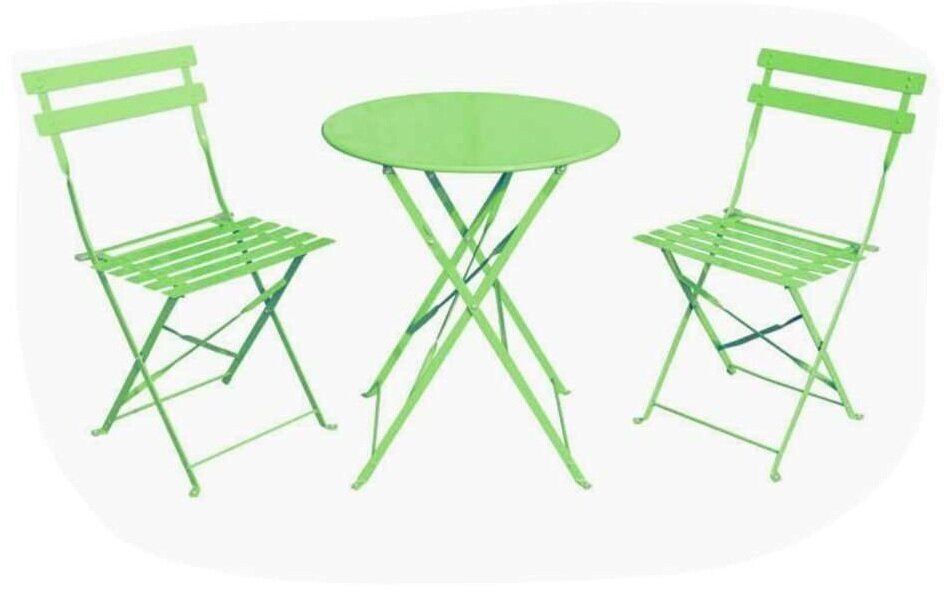 Комплект садовой мебели, металлический OTS-001R зеленый (2 стула и стол)