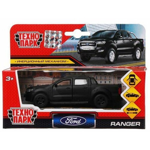 Машинка Технопарк FORD ranger пикап черный матовый 12 см SB-18-09-FR-N(BL-MATTE)-WB внедорожник технопарк ford ranger sb 18 09 fr n 1 32 12 см черный матовый