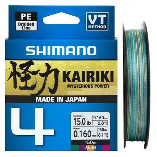 леска плетёная shimano kairiki 4 pe 150 м зеленая 0 19 мм 11 6 кг Леска плетёная SHIMANO Kairiki 4 PE 150 м разноцвет. 0.19 мм 11.6 кг