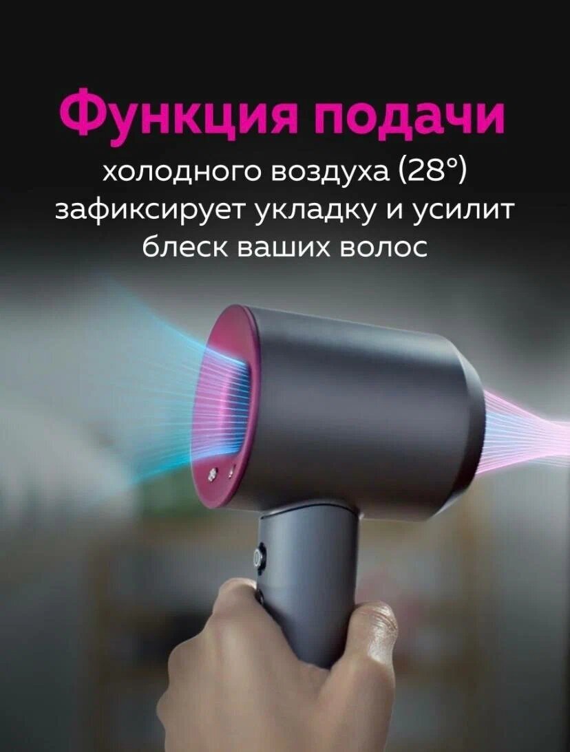 Профессиональный фен для волос iHair-1600 Super Hair Dryer 1600 Вт, 3 режима, 5 магнитных насадок, ионизация воздуха Гарантия качества - фотография № 15