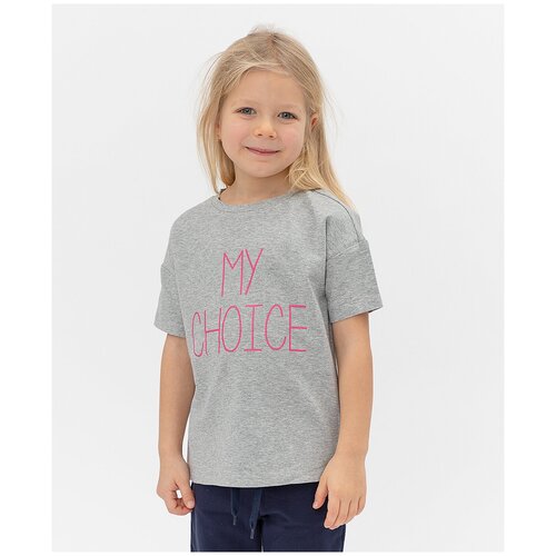 фото Футболка button blue, размер 110, серый