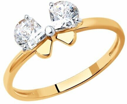 Кольцо Diamant online, золото, 585 проба, кристаллы Swarovski, размер 16.5