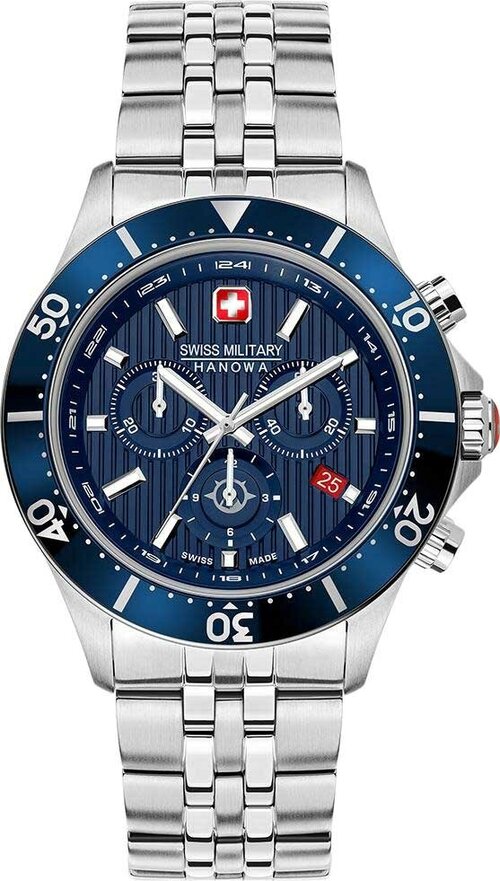 Наручные часы Swiss Military Hanowa Наручные часы Swiss Military Hanowa Land Flagship X Chrono, серебряный, синий
