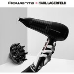Фен для волос Rowenta Karl Lagerfeld CV591LF0 карл лагерфельд, 2 скорости, ионный генератор, 2100 Вт - изображение
