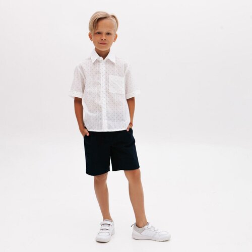 Школьная рубашка Minaku, размер 134 см, белый комплект для мальчика рубашка шорты minaku cotton collection цвет бежевый рост 134