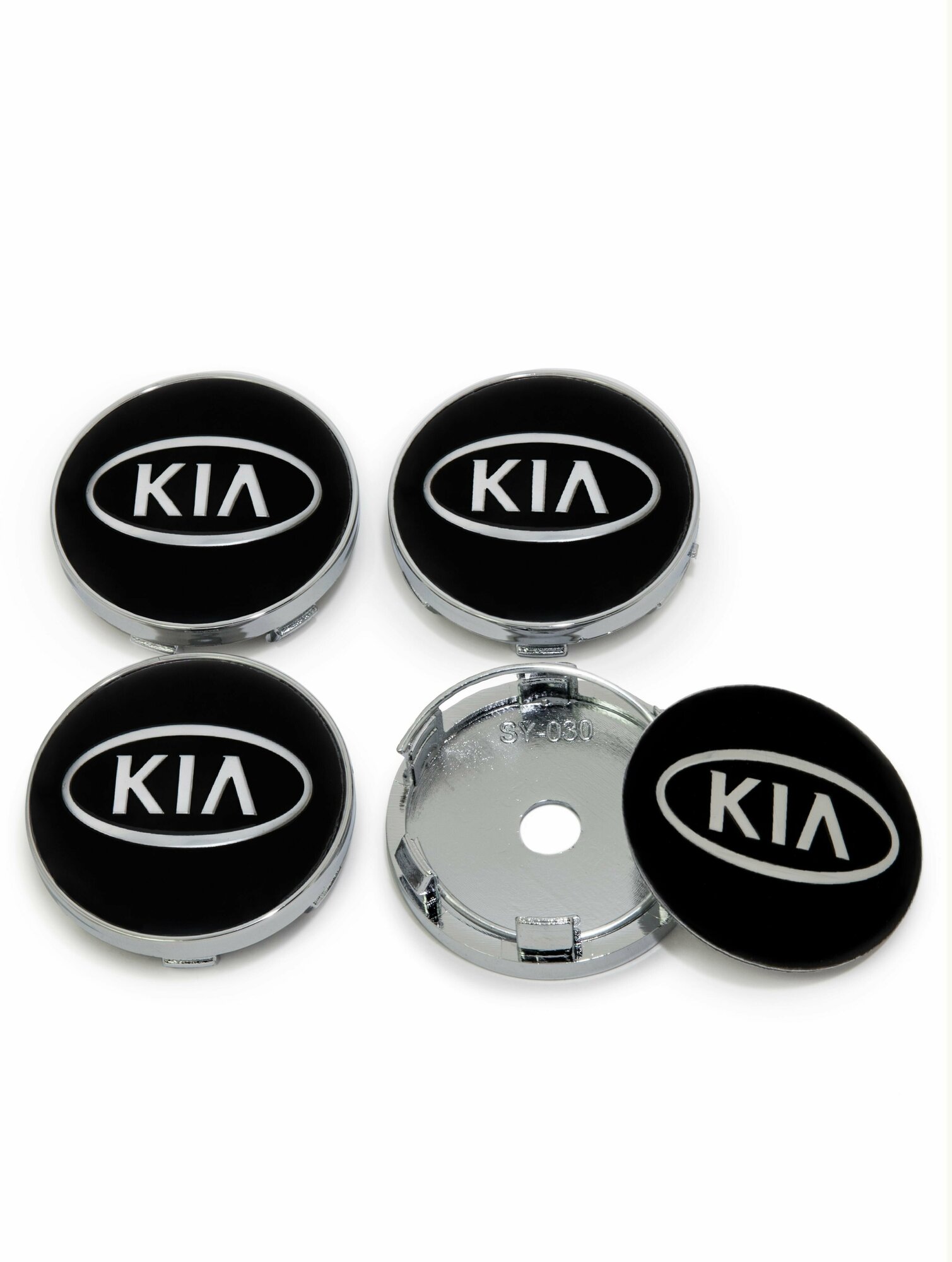 Колпачки в центр литого диска заглушка ступицы для Киа диаметр 60 мм black комплект
