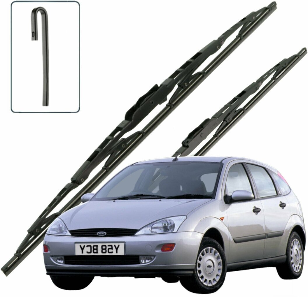 Дворники Ford Focus (1) DBW / Форд Фокус хэтчбек 5 дв. 1998 - 2000 / 2001 / 2002 Щетки стеклоочистителя каркасные для автомобиля 550мм-480мм к-т 2шт.