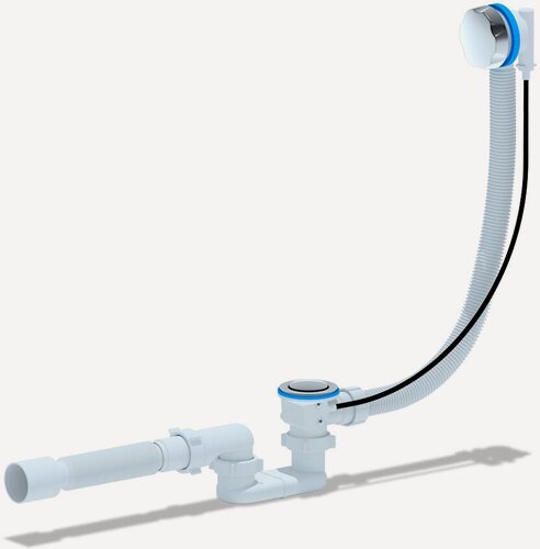 Изображение товара Обвязка сливная для ванны АНИ Пласт EM701, полуавтомат, с переливом, плоская, хромированная