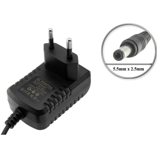 Зарядное устройство аккумулятора 12V, 0.5A, 5.5mm x 2.5mm (AC120050WR55, LAC12-500), для свинцового (свинцовокислотного) аккумулятора номиналом 12V