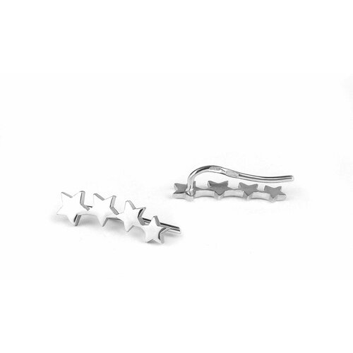фото Серьги каффы sirius jewelry, серебро, 925 проба, родирование, размер/диаметр 15 мм., серебряный