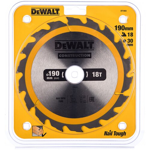 Пильный диск CONSTRUCT (190х30 мм; 18 ATB) Dewalt DT1943 15568537