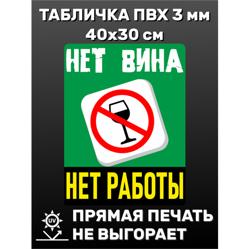 Табличка информационная "Нет вина" 40х30 см