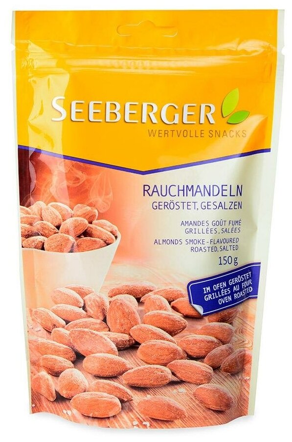Орехи Seeberger Almonds smoke-flavoured roasted, salted Миндаль жареный соленый с копченым вкусом, 150 г - фото №2
