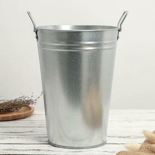 Вазон оцинкованный с ручками, 7 л, h=29 см 2499754 .
