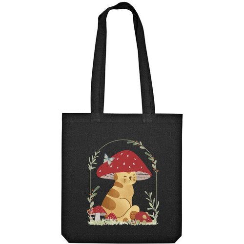 Сумка шоппер Us Basic, черный сумка кошка и мышка с арбузом оранжевый