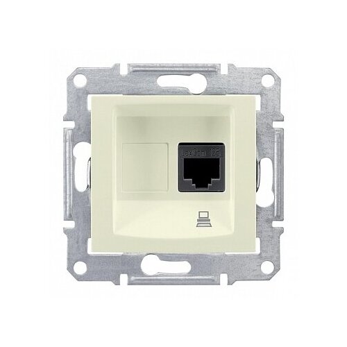 Розетка компьютерная 1xRJ45 Cat.5 SEDNA, бежевый | код. SDN4300147 | Schneider Electric (9шт. в упак.)