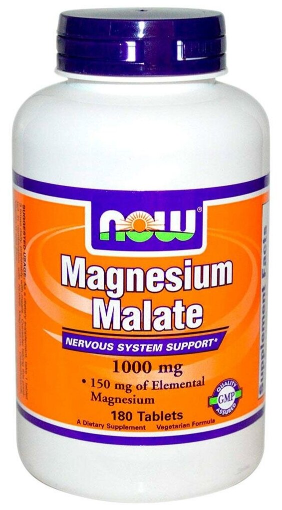 Now Foods Magnesium malate магний, 1000 мг, 180 таблеток