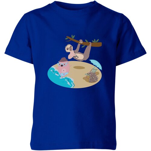 Футболка Us Basic, размер 4, синий детская футболка ленивец и ежик летом на море 128 синий