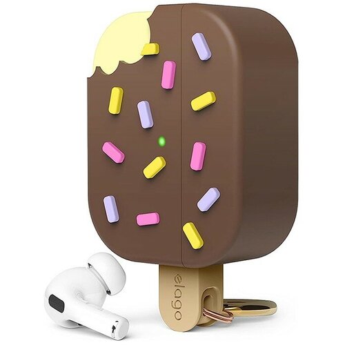 Чехол Elago Unique Ice Cream Hang case для AirPods Pro 2 (2022), коричневый case for airpods pro cute cover silicone bluetooth earphone protective case for apple air pods 1 2 3d with keychain ice cream