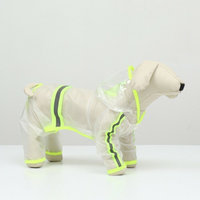 Дождевик-комбинезон для собак, размер XS (ДС 20, ОГ 32 см, вес 1-3 кг), прозрачный-жёлтый 9383261 . - фотография № 1